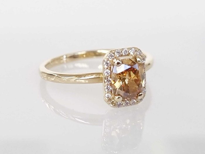 Cocktailring - 14 karat Gulguld -  0.85ct. tw. Gul Diamant (Naturfarvet)