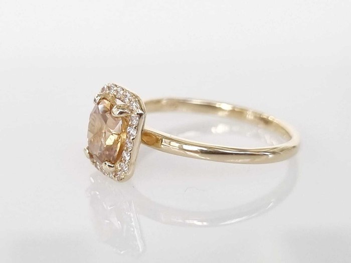 Cocktailring - 14 karat Gulguld -  0.85ct. tw. Gul Diamant (Naturfarvet)