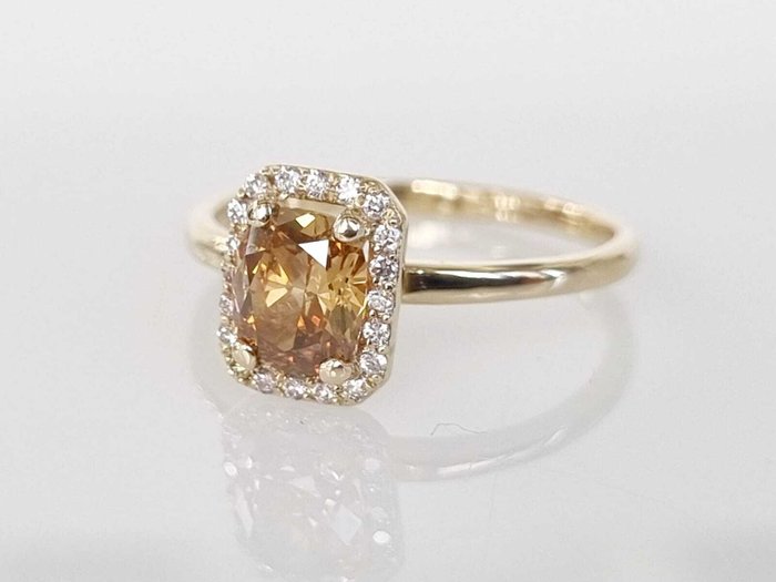 Cocktailring - 14 karat Gulguld -  0.85ct. tw. Gul Diamant (Naturfarvet)