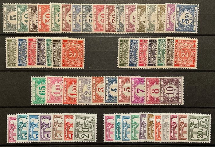 Belgien 1919/1966 - Frimærker - Frimærker og serier med yderligere typer og papirtyper - TX26-