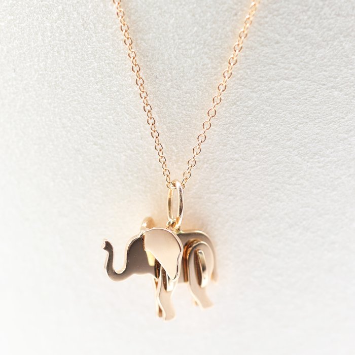 Tiffany  Co. - Halskæde med vedhæng - Tiffany Save the Wild Collection  Elephant Necklace - 18 kraat Rosaguld