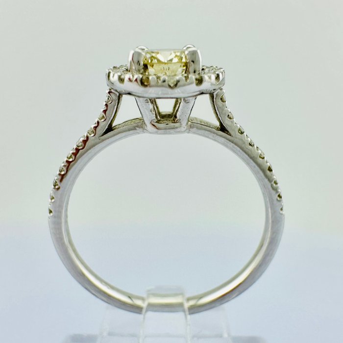 Forlovelsesring - 14 karat Hvidguld -  0.60ct. tw. Gul Diamant (Naturfarvet) - Diamant