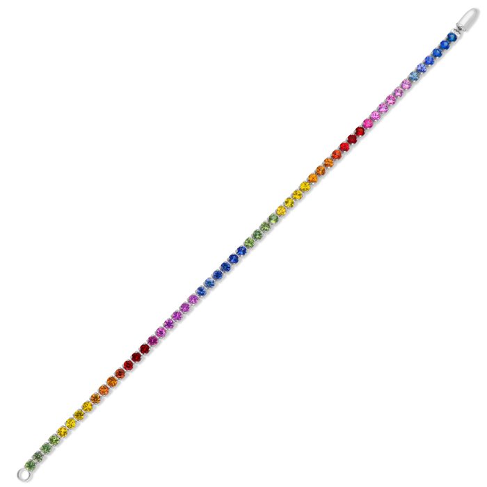 Armbånd - Platinium - Vivid Rainbow Sapphires - GRA Certificeret