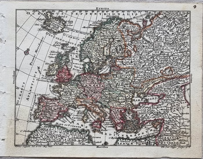 Europa - Kort; Tobias Conrad Lotter (1717-1777) - Lobeck Tobias (notizie 1730-1750) - Carta Geografica "Europa" - 1751-1760