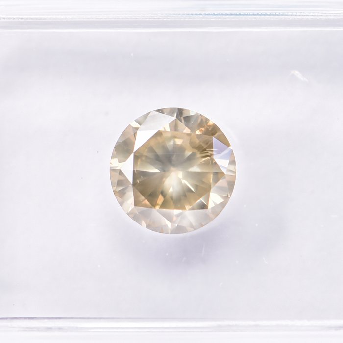 Ingen mindstepris - 1 pcs Diamant  (Naturfarvet)  - 1.06 ct - Rund - Fancy Brunlig, Grålig Gul - I1 - International Gemological Institute (IGI)