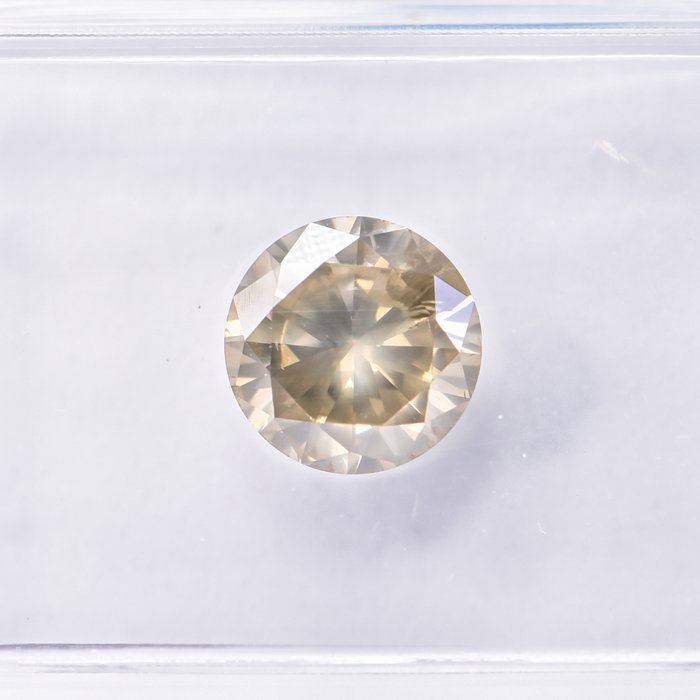 Ingen mindstepris - 1 pcs Diamant  (Naturfarvet)  - 1.06 ct - Rund - Fancy Brunlig, Grålig Gul - I1 - International Gemological Institute (IGI)