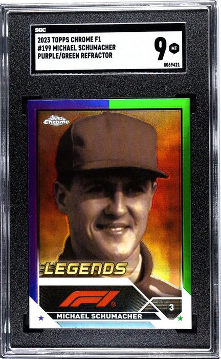 2023 Topps Chrome F1 Michael Schumacher #199 Legends - Purple/Green Refractor SGC 9 - 1 Graded card