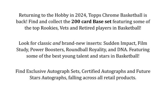 2024 Topps Chrome NBA - Blaster Box - Sealed - 1 Sealed box - Næsten så god som ny (NM)