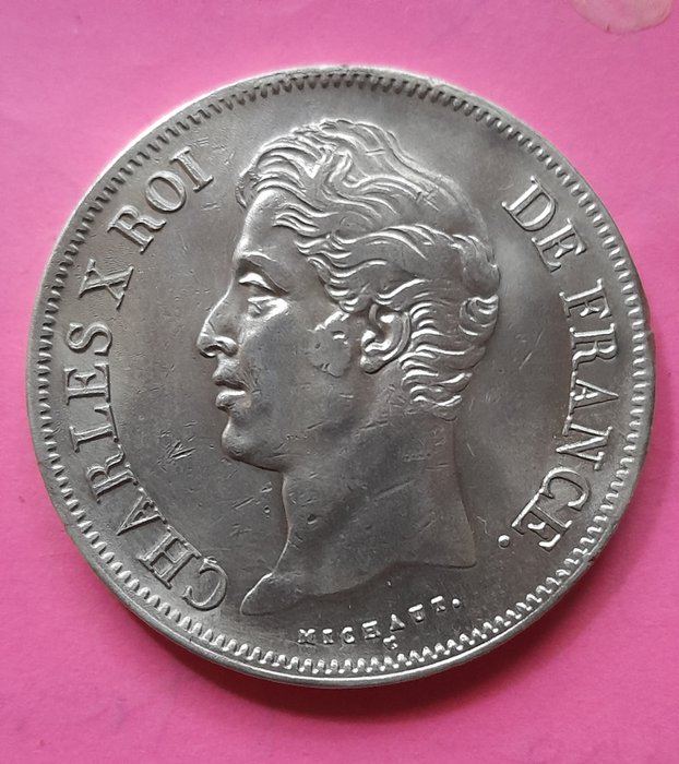 Frankrig. Karl 10. (1824-1830). 5 Frank 1830 W  (Ingen mindstepris)