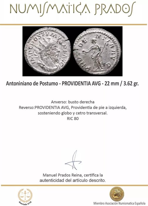 Romarriket. Postumus (AD 260-269). Silvered Antoninianus PROVIDENTIA AVG  (Ingen mindstepris)