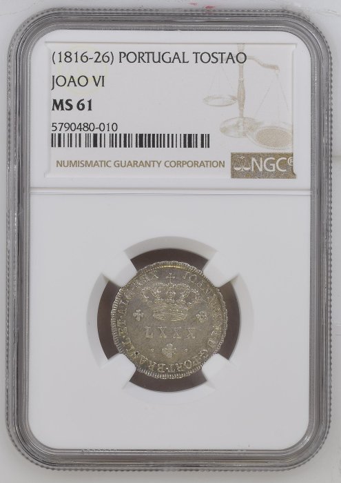 Portugal D João VI (1816-1826) Tostao (100 Reis) N/D NGC MS 61