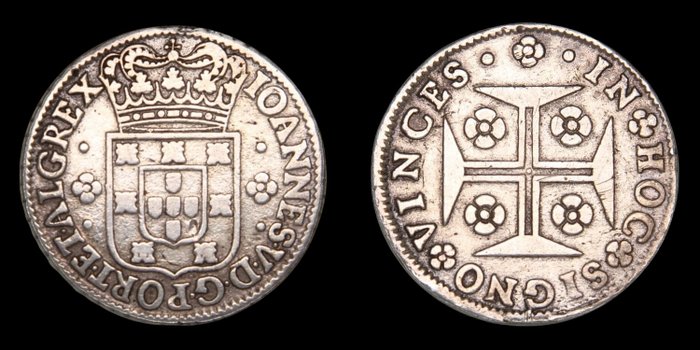 Portugal D João V (1706-1750) 6 Vinténs (120 Reis) - A/ Florão entre Pontos - Rara