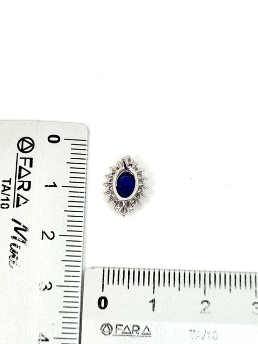 Øreringe - 18 kraat Hvidguld Safir - Diamant