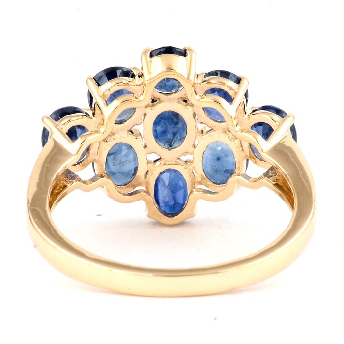 Ring - 14 karat Gulguld -  3.89ct. tw. Safir