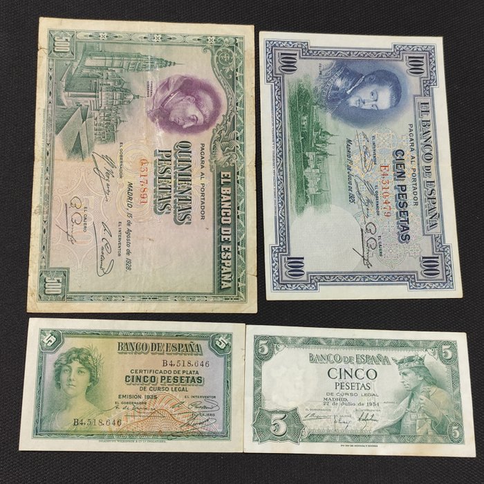 Spanien. - 15 banknotes - various dates  (Ingen mindstepris)