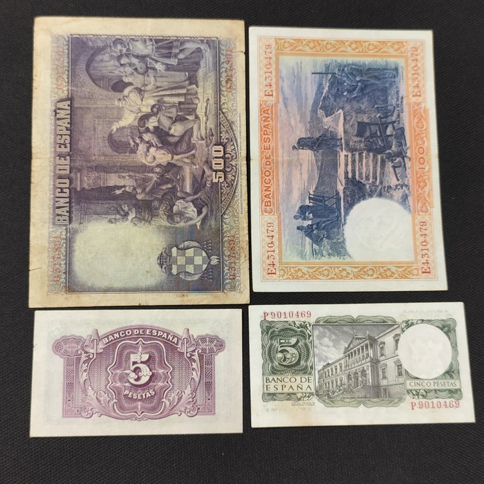 Spanien. - 15 banknotes - various dates  (Ingen mindstepris)