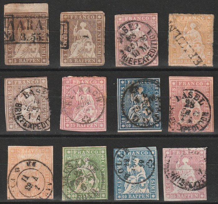 Schweiz 1854 - Strubel 12 stk