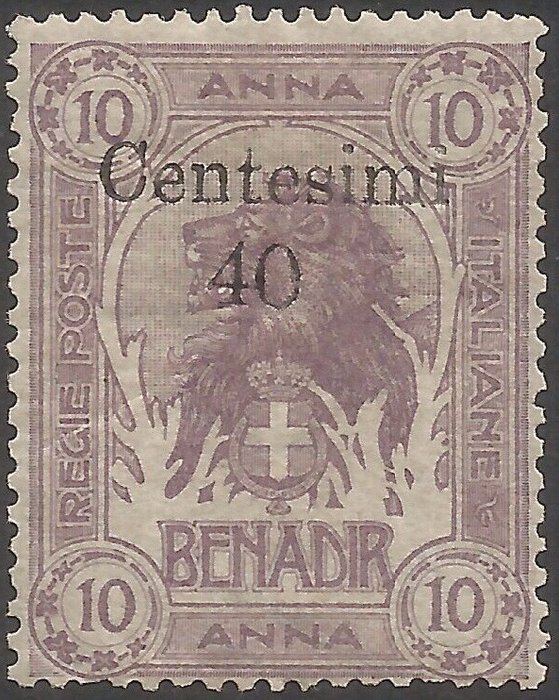 Italienske Somalia 1905 - 40 cents på 10 annas Leoni Zanzibar - Sassone n 8