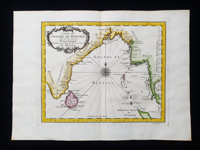 Asien - Indien, Den Bengalske Bugt, Sri Lanka, Thailand, Cambodja; La Haye / P. de Hondt / J.N. Bellin - Carte du Golphe de Bengale. Carte de l'Ocean Oriental - 1721-1750