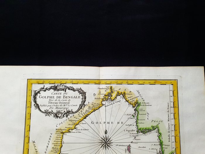 Asien - Indien, Den Bengalske Bugt, Sri Lanka, Thailand, Cambodja; La Haye / P. de Hondt / J.N. Bellin - Carte du Golphe de Bengale. Carte de l'Ocean Oriental - 1721-1750