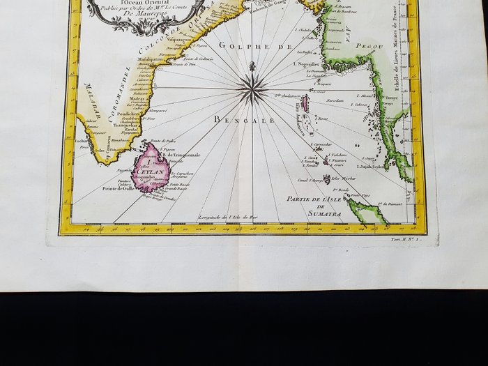 Asien - Indien, Den Bengalske Bugt, Sri Lanka, Thailand, Cambodja; La Haye / P. de Hondt / J.N. Bellin - Carte du Golphe de Bengale. Carte de l'Ocean Oriental - 1721-1750