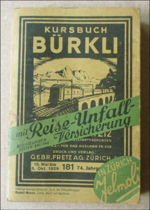 Anoniem - Kursbuch Bürkli - 1929