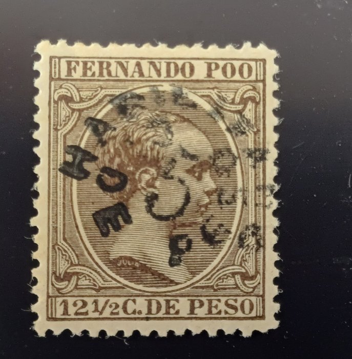 Fernando Poo 1896 - Alfonso XIII. Overbelastet tætning. - Edifil 37