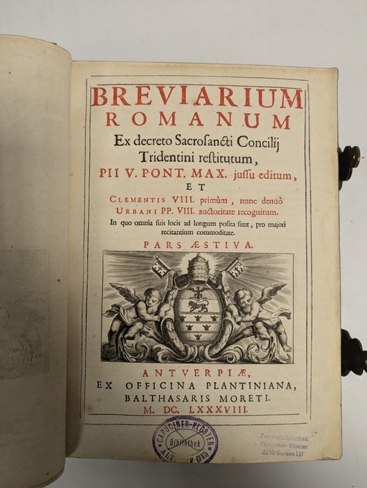 [Plantin-Moretus] Pius V. (Papst), Clemens VIII. (Papst) - Breviarium Romanum. Ex decreto Sacrosancti Concilii Tridentini restitutum, Pii V. Pont. Max. jussu - 1684-1688