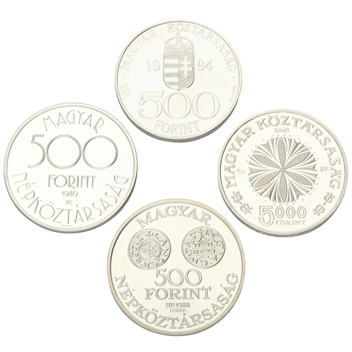 Ungarn 500 5000 Forint 1988/2006 - "Proof munten" (4 stuks)  (Ingen mindstepris)