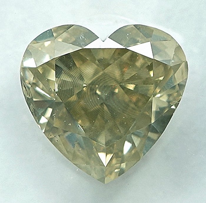 1 pcs Diamant  (Naturfarvet)  - 1.01 ct - Hjerte - Fancy light Grålig Gul - SI2 - International Gemological Institute (IGI)