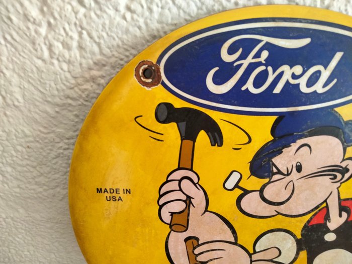 Popeye voor Ford service - Reklameplakat - Emalje