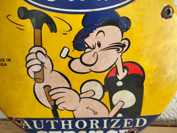 Popeye voor Ford service - Reklameplakat - Emalje