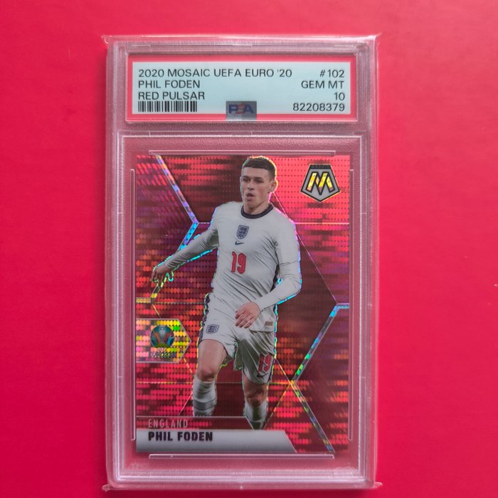 2020 Panini Mosaic UEFA Euro Phil Foden #102 Red Pulsar PSA 10 Graded card