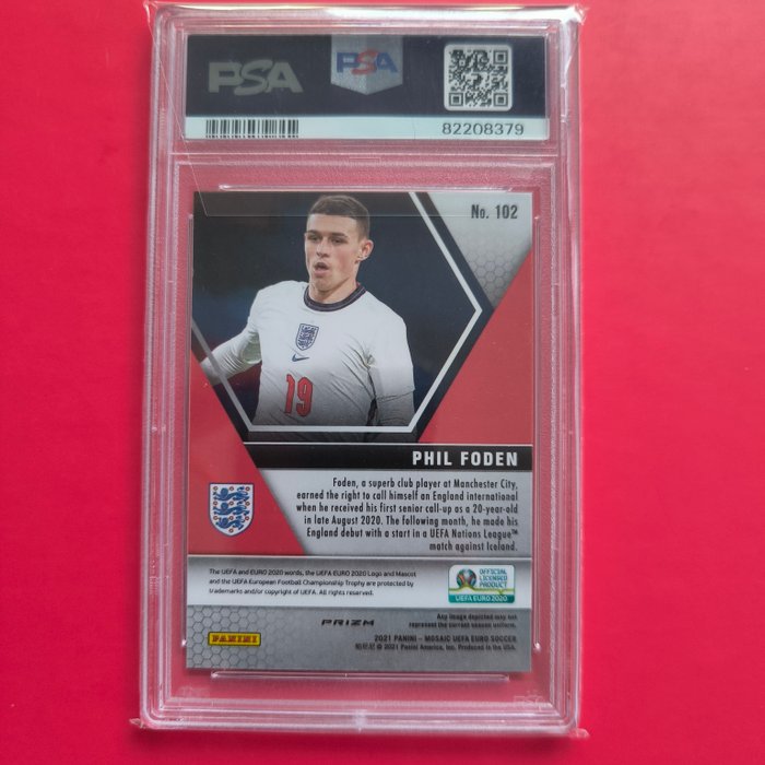 2020 Panini Mosaic UEFA Euro Phil Foden #102 Red Pulsar PSA 10 Graded card