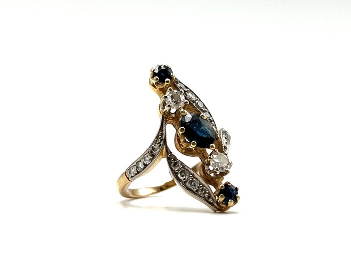 Ring - 18 kraat Rosaguld -  0.70ct. tw. Safir - Diamant