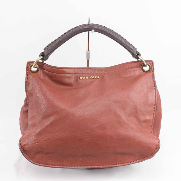 Miu Miu - Miu Miu Brown Nappa Leather Hobo Bag - Mulepose