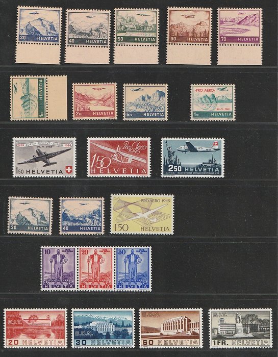 Schweiz 1936/1952 - Forskellige bedre sæt - Michel A294/A296, 321/324, 387/394, 395, 438, 470, 479, 506/507, 518