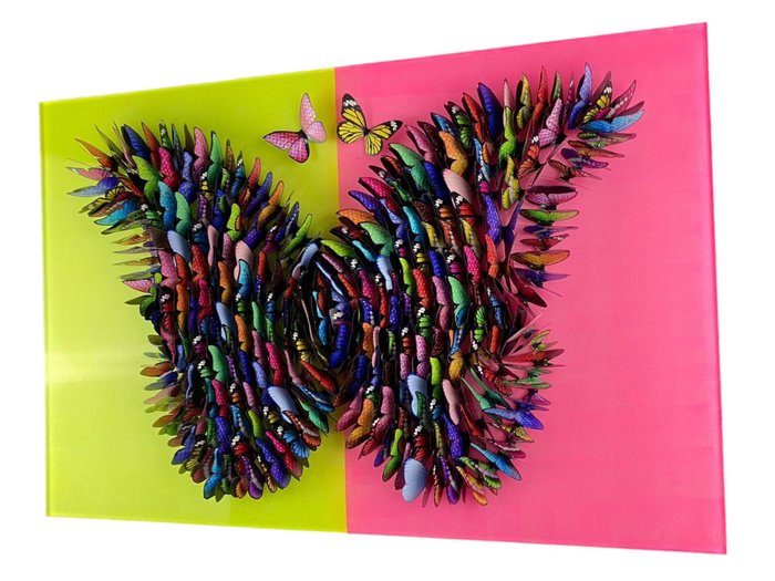 Blackarts - Louis vuitton fluorescent 3D butterfly mix wall art