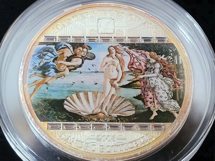 Cook-øerne 20 Dollars 2008 Masterpieces of Art -Sandro Botticelli - "Die Geburt der Venus"  3 Oz (999)