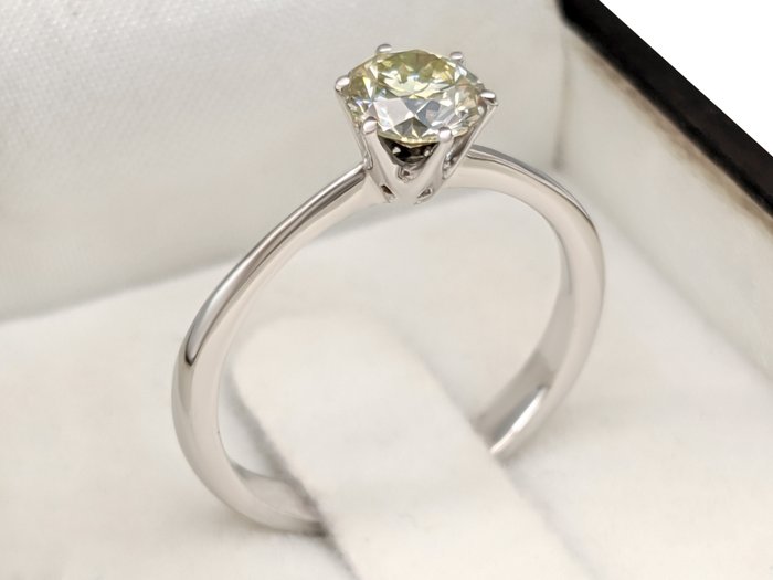 Ingen mindstepris - Ring - 14 karat Hvidguld -  0.72ct. tw. Gul Diamant (Naturfarvet) - IGI