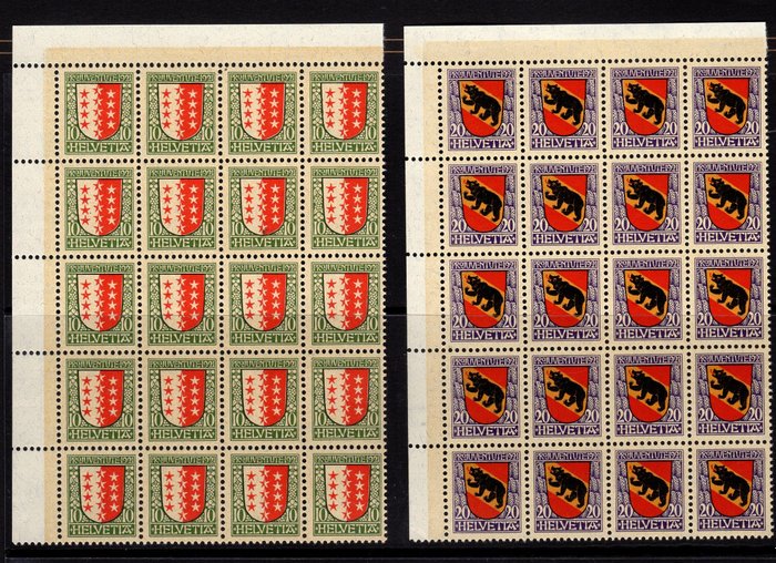 Schweiz 1921 - Pro Juventute kantonale og nationale våbenskjolde 1921 - Unificato 185 187