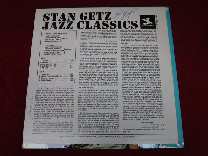 Stan Getz - Signed record by Stan Getz and Georges Mraz - Single vinylplade - 1972