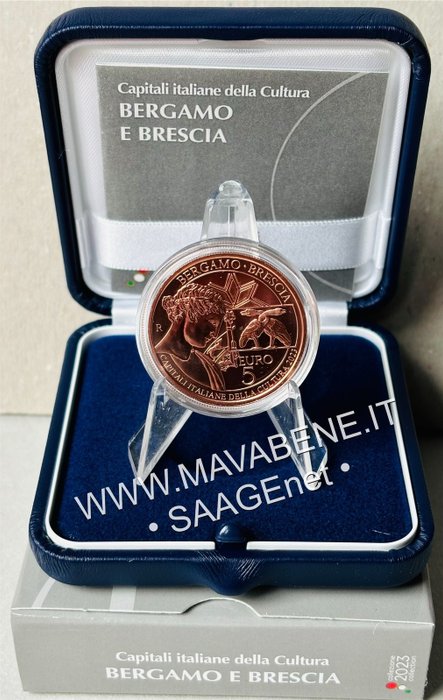 Italien. 5 Euro 2023/2024 "Bergamo e Brescia" + Pesaro" (2 monete)  (Ingen mindstepris)