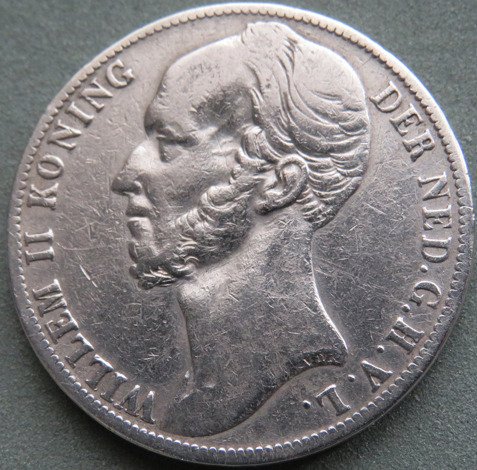 Holland. Wilhelm II. 1 Gulden 1845a, 1846(lelie) en 1847  (Ingen mindstepris)