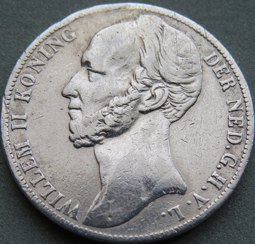 Holland. Wilhelm II. 1 Gulden 1845a, 1846(lelie) en 1847  (Ingen mindstepris)