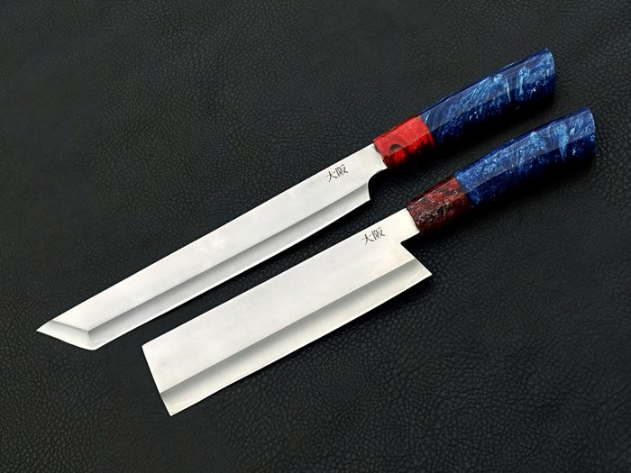 Køkkenkniv - japansk professionel Kiritsuke , Usuba , Kniv med sort harpiksark. - Asien