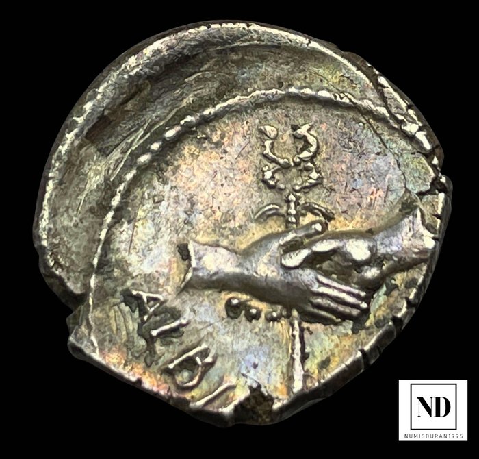 Romerska republiken Albinus Bruti F 48 BC Denarius