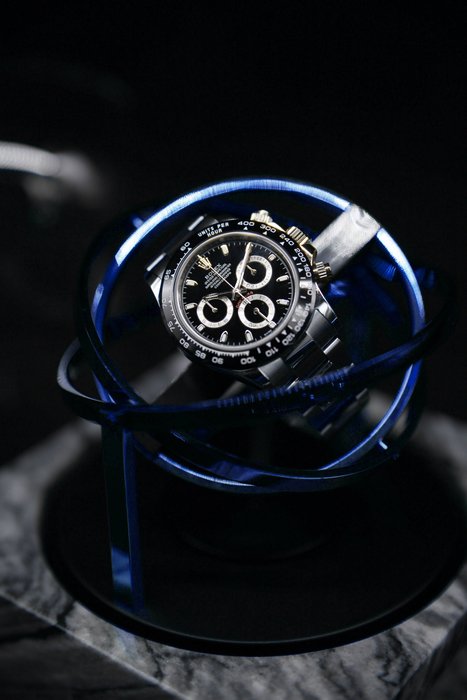 The Voyager I - Limited Edition xxx/287 - Marble Watch Winder - Blue/Grey -  Tourbillon/Gyro/Orbit