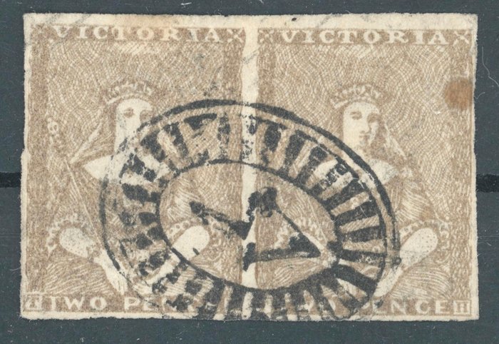 Victoria 1850 - britisk fællesverden - sauber gestempelte Paar Two Pence graulila Mi.Nr. 2