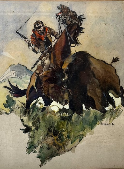 Pierre Magnin (1936) - Chasse au bison